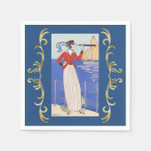 Kostüm der Yacht von George Barbier Square Serviette (Vorderseite)