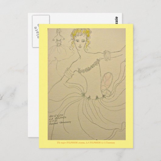 Kostüm für das Prinzip Sylphid im Ballett Postkarte (Vorne/Hinten)