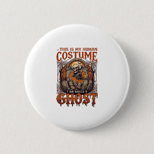 Kostüm Geist Skelett Friedhof Mond Halloween Button