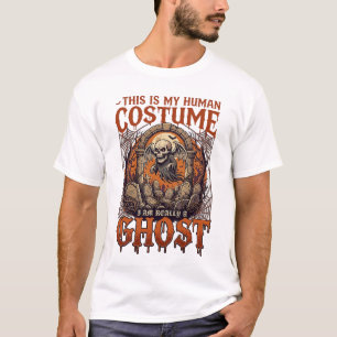 Kostüm Geist Skelett Friedhof Mond Halloween T-Shirt