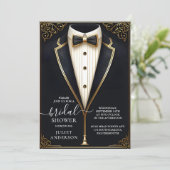 Kostüm Men Tuxedo Fett Schwarze Krawatte Brautpart Einladung (Stehend Vorderseite)