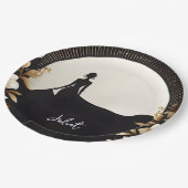 Kostüm Men Tuxedo Fett Schwarze Krawatte Brautpart Pappteller (Schrägansicht)