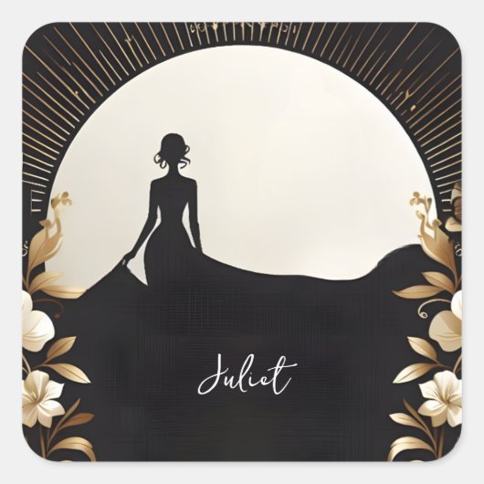 Kostüm Men Tuxedo Fett Schwarze Krawatte Brautpart Quadratischer Aufkleber (Vorderseite)