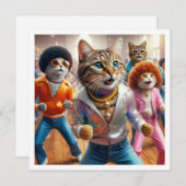 Kostüm Party, Disco Dance Party, Katze Einladung (Vorne/Hinten)