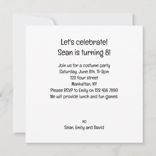 Kostüm-Party, Disco-Tanz-Party, Katze Einladung (Rückseite)