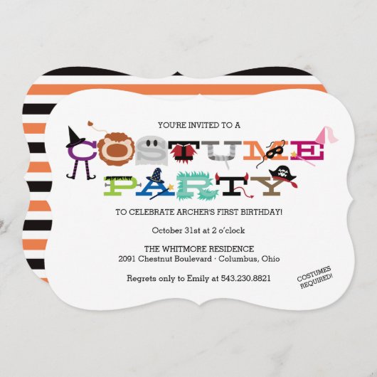 Kostüm Party Kid's Halloween-Party Einladung. Einladung (Vorne/Hinten)