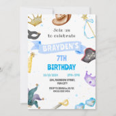 Kostüm Party Kinder Blauer Junge Kleid Auf Geburts Einladung (Vorderseite)