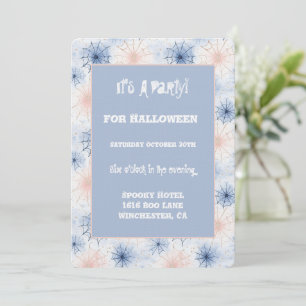 Kostüm-Party mit rosa-blauen Halloween-Spinnennetz Einladung