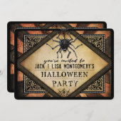 Kostüm Party Orange & Black Spider Gotische Einlad Einladung (Vorne/Hinten)