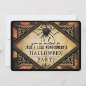 Kostüm Party Orange & Black Spider Gotische Einlad Einladung (Vorderseite)