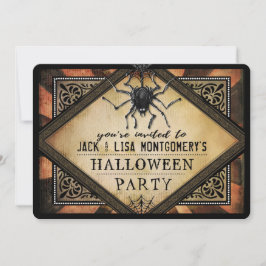 Kostüm Party Orange & Black Spider Gotische Einlad Einladung