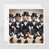 Kostüm-Party, Stich-Tanz, Tanz-Party, Katze Einladung (Vorne/Hinten)