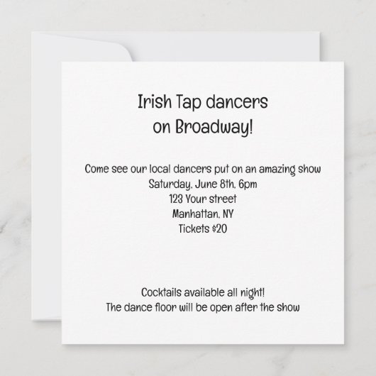 Kostüm-Party, Stich-Tanz, Tanz-Party, Katze Einladung (Rückseite)