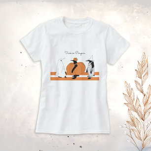 Kostüm-Pinguin Orange Kürbis Lustiger Halloween T-Shirt