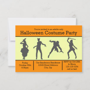 Kostüm-Silhouette Orange - 3x5 Party-Einladung Einladung