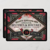Kostümcocktails Roter Schwarzer Teufel Halloween E Einladung (Vorne/Hinten)