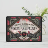 Kostümcocktails Roter Schwarzer Teufel Halloween E Einladung (Stehend Vorderseite)