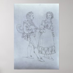 Kostümdesigns Figaro und Susanna aus der Oper Poster