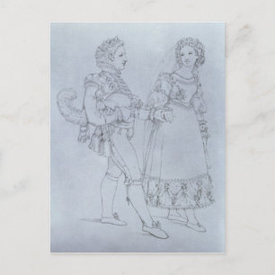 Kostümdesigns Figaro und Susanna aus der Oper Postkarte