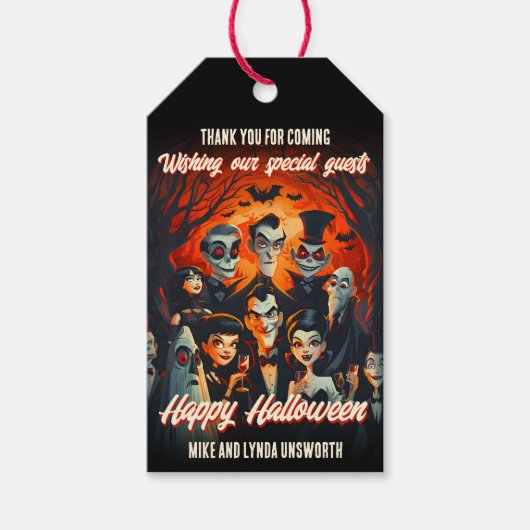 Kostüme Cocktails 50er Halloween Gefallen Siegel Geschenkanhänger (Vorderseite)