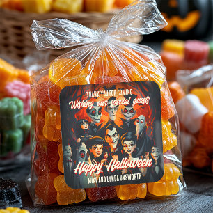 Kostüme Cocktails 50er Halloween Gefallen Siegel Quadratischer Aufkleber