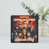 Kostüme Cocktails 50er Style Halloween Einladung (Stehend Vorderseite)