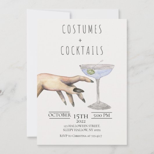 Kostüme + Cocktails Einladung für Erwachsene (Vorderseite)