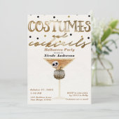 Kostüme & Cocktails Elegantes Halloween-Party Einladung (Stehend Vorderseite)