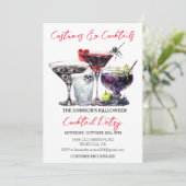 Kostüme & Cocktails Halloween-Party Aquarell Einladung (Stehend Vorderseite)