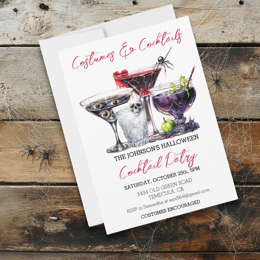 Kostüme & Cocktails Halloween-Party Aquarell Einladung