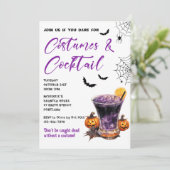 Kostüme & Cocktails Halloween-Party Einladung (Stehend Vorderseite)