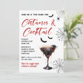 Kostüme & Cocktails Halloween-Party Einladung (Stehend Vorderseite)