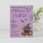 Kostüme & Cocktails Halloween-Party Einladung (Stehend Vorderseite)