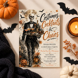 Kostüme Cocktails Halloween Vintage Skelett Einladung