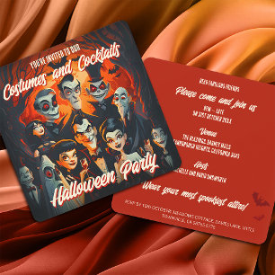 Kostüme Cocktails im Stil der 50er Jahre Halloween Einladung
