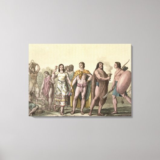 Kostüme der Mexikaner (Farbgravur) Leinwanddruck (Vorderseite)
