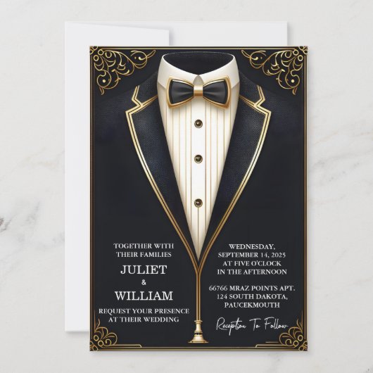 Kostüme Männer Erwachsene Tuxedo Bold Schwarze Kra Einladung (Vorderseite)