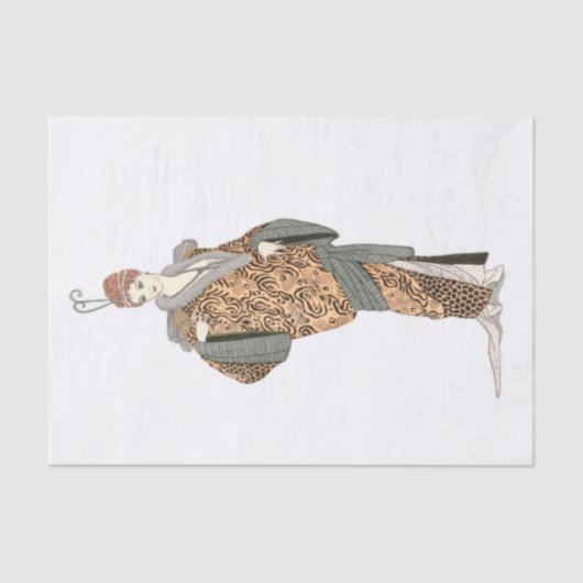 Kostüme Parisiens- Manteau du soir, Decoupage Seidenpapier (Vorderseite)