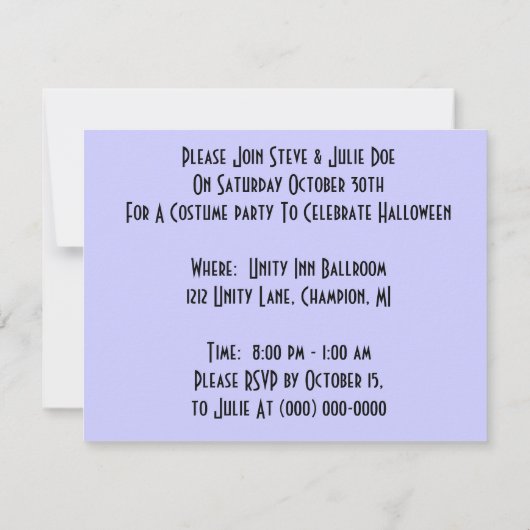 Kostüme Party Masquerade Ball Harlequin Einladung (Rückseite)