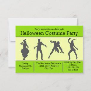 Kostüme Silhouette Grün-3x5 Halloween-Party laden Einladung