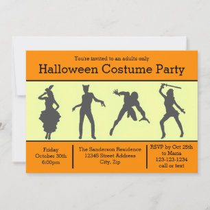 Kostüme Silhouette Orange - Halloween-Party Einlad Einladung