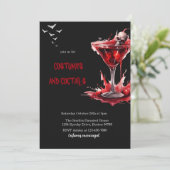 Kostüme und Cocktail Erwachsene Schädel Halloween- Einladung (Stehend Vorderseite)