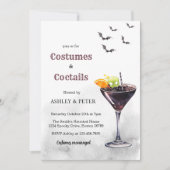 Kostüme und Cocktail Erwachsene Schädel Halloween- Einladung (Vorderseite)