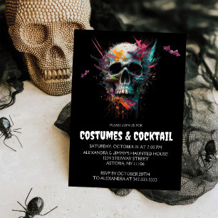 Kostüme und Cocktail Halloween-Party Einladung
