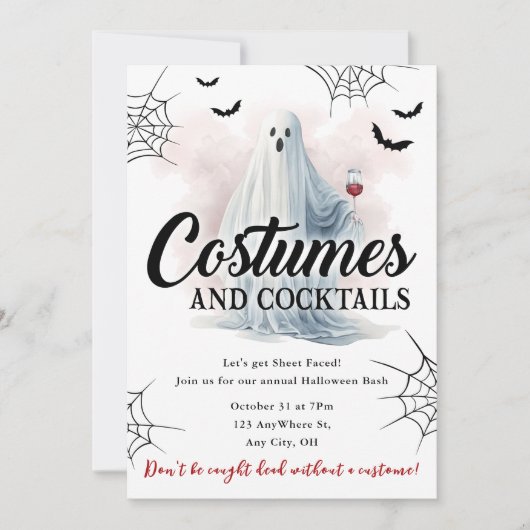 Kostüme und Cocktail Halloween-Party Einladung (Vorderseite)