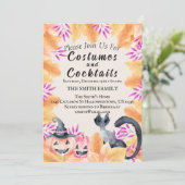Kostüme und Cocktail-Halloween-Party für Katzen Einladung (Stehend Vorderseite)