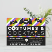 Kostüme und Cocktails, Augenbrauen, Getränke Einladung (Stehend Vorderseite)