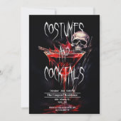 Kostüme und Cocktails Bloody Adult Halloween Einladung (Vorderseite)