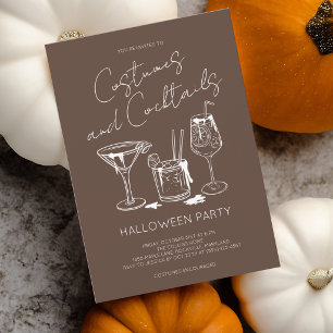 Kostüme und Cocktails Braune Halloween-Party Einladung