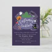 Kostüme und Cocktails Cauldron Halloween-Party Einladung (Stehend Vorderseite)